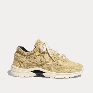 Chanel Beige Raffia Sneakers size 41